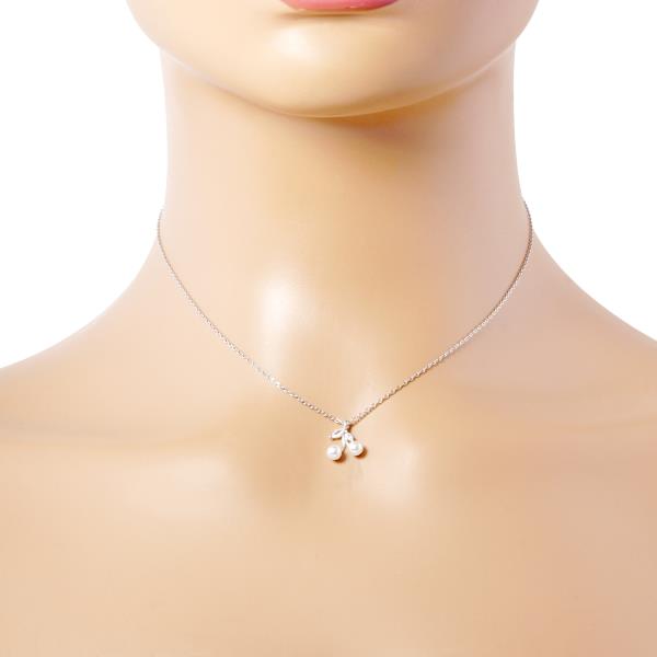 GOLD DIPPED CZ PEARL CHERRY METAL CHAIN NECKLACE