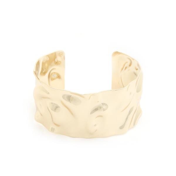 WIDE HAMMERED METAL CUFF BRACELET
