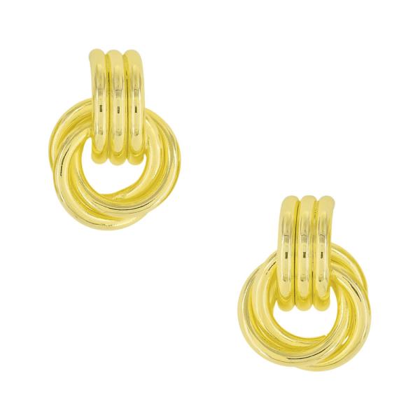 BRASS GOLD PLATED 29MM ROUND LINK EARRING