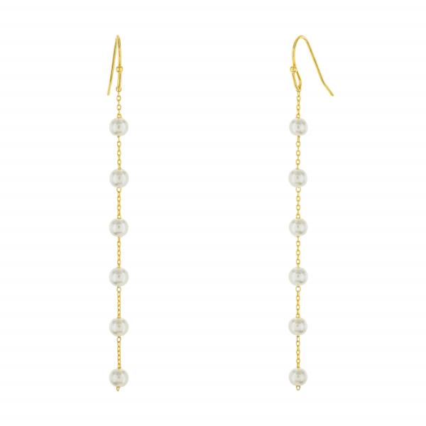 BRASS GOLD PLATED PEARL 72MM DROP EARRING