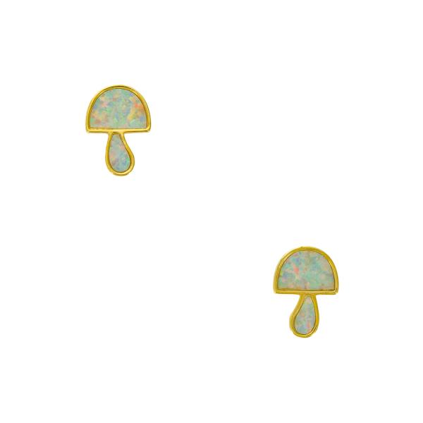 BRASS GOLD PLATED MUSHROOM EARRING