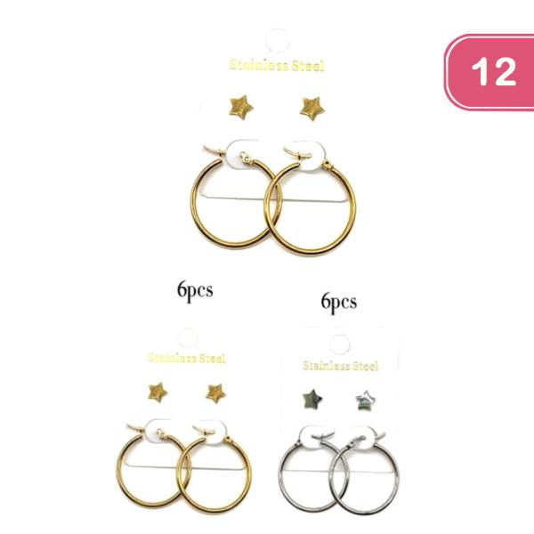FASHION STAR STUD AND HOOP EARRING (12UNITS)