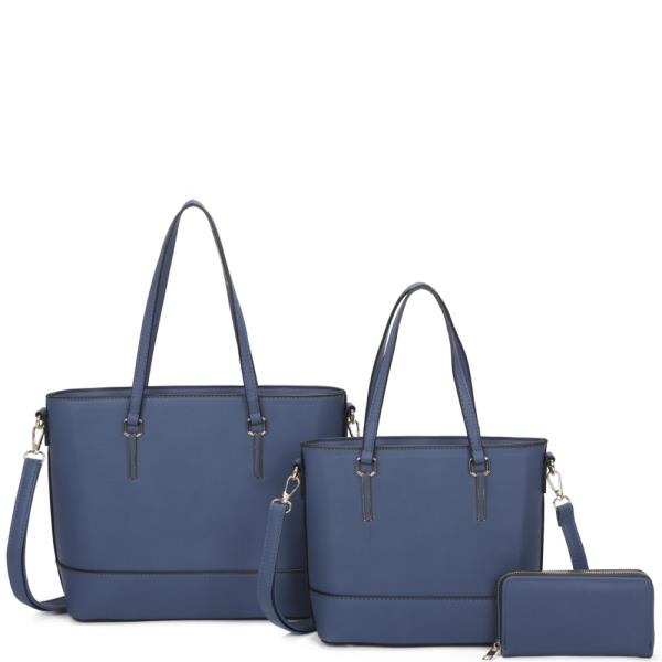 3IN1 SMOOTH TOTE WITH MATCHING BAG AND WALLET SET