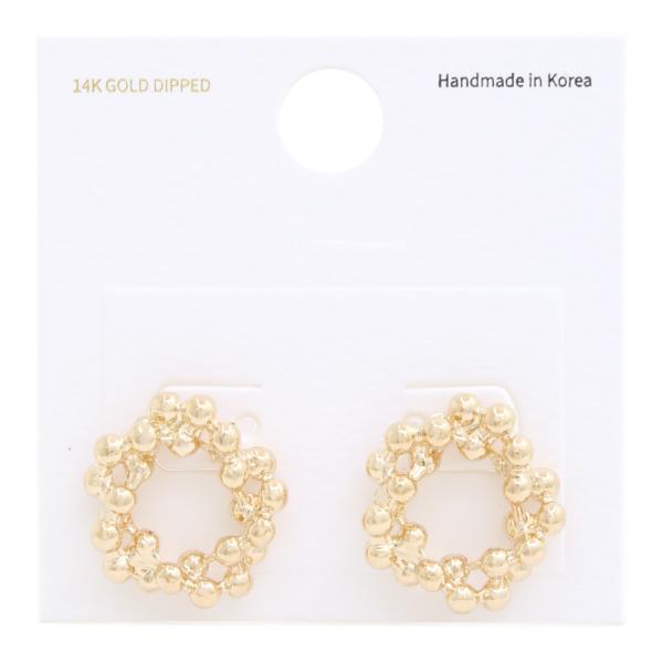 BALL BEAD ROUND 14K GOLD DIPPED EARRING