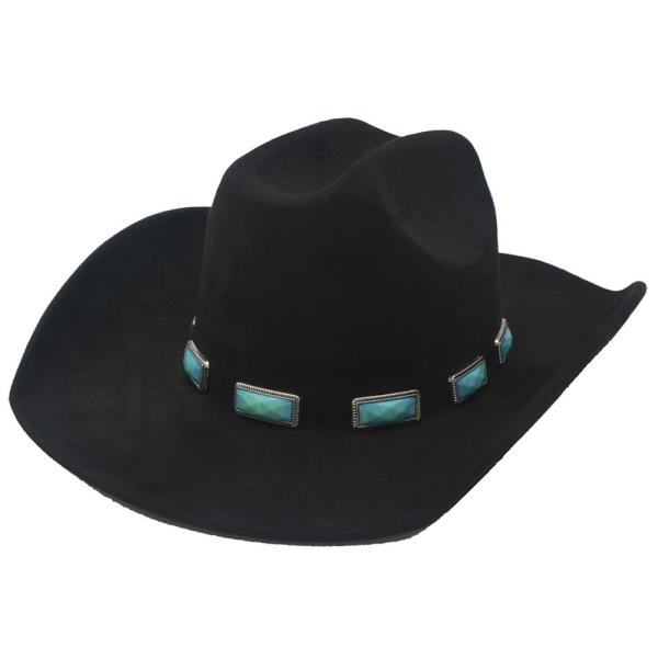 STONE ACCENT CONCHO BANDED COWBOY HAT