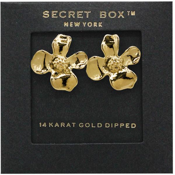 SECRET BOX 14K GOLD DIPPED FLOWER EARRING