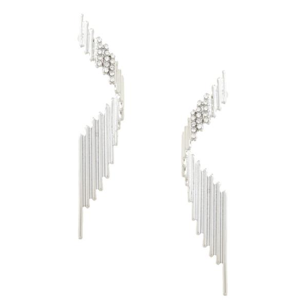 LINED METAL RHINESTONE EARRING