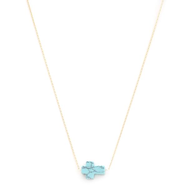 SEMI PRECIOUS STONE CROSS NECKLACE