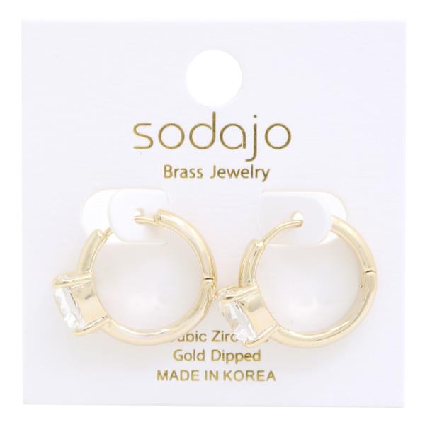 SODAJO CZ GOLD DIPPED HOOP EARRING