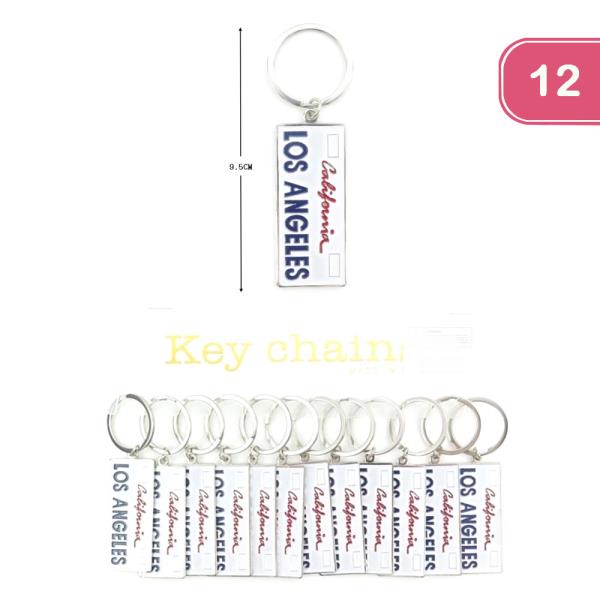 KEYCHAIN WITH LOS ANGELES CAR PLATE DESIGN BOTTLE OPENER(12UNITS)
