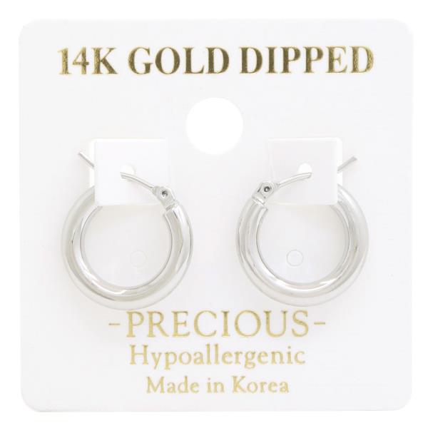 14K GOLD DIPPED PIPE HYPOALLERGENIC HOOP EARRING