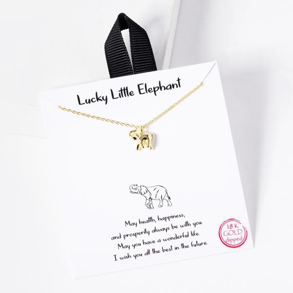 18K GOLD RHODIUM DIPPED LUCKY LITTLE ELEPHANT NECKLACE