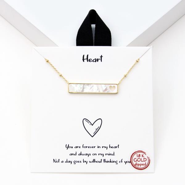 18K GOLD RHODIUM DIPPED HEART BAR NECKLACE