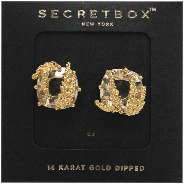 SECRET BOX 14K GOLD DIPPED GLASS ARTDECO EARRING