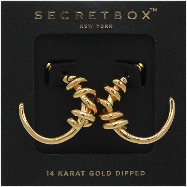 SECRET BOX 14K GOLD DIPPED  SWIRL HOOP EARRING