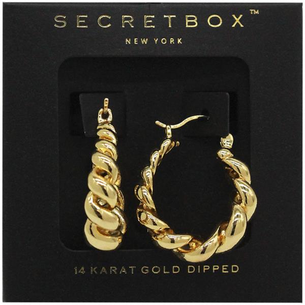 SECRET BOX 14K GOLD DIPPED TWISTED HOOP EARRING