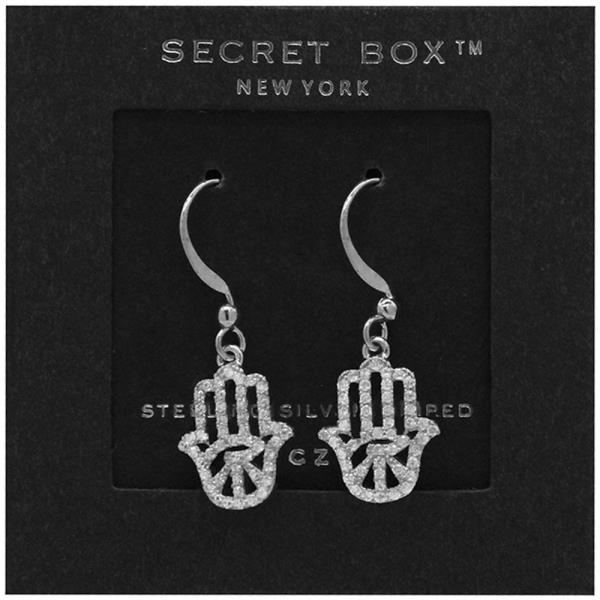 SECRET BOX 14K GOLD DIPPED HAMSA FISH HOOK EARRING