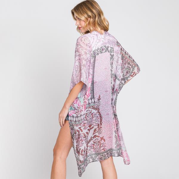 PAISLEY FLOWER PRINT KIMONO