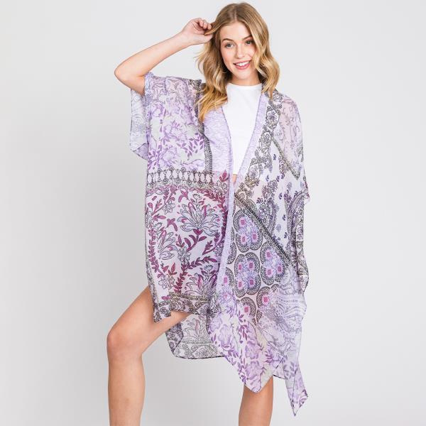 PAISLEY FLOWER PRINT KIMONO