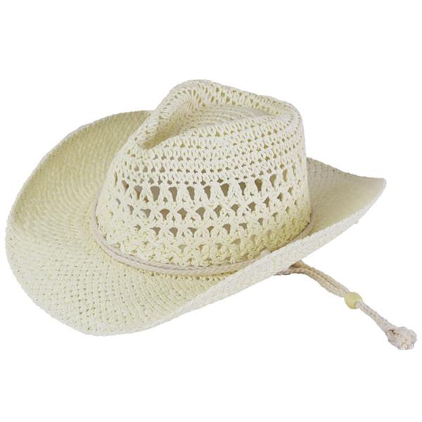 STRAW COWBOY COWGIRL HANDMADE HAT WITH CHIN STRAP