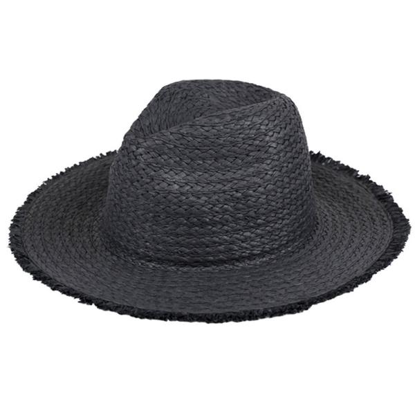 FRAYED SOLID STRAW HAT