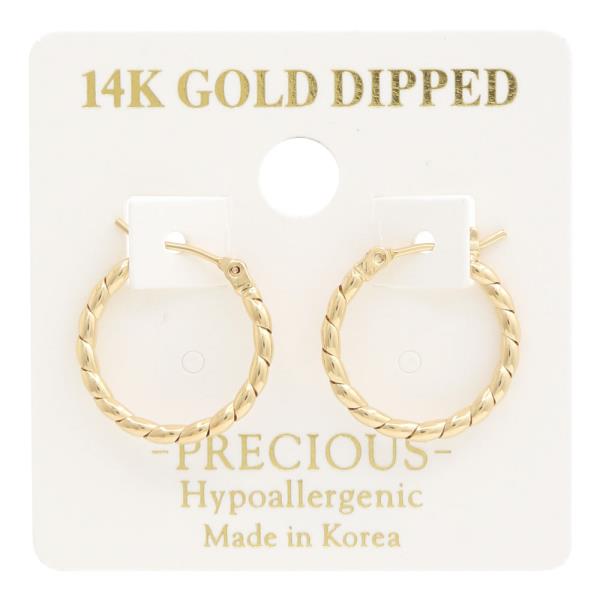 14K GOLD DIPPED TWISTED HYPOALLERGENIC HOOP EARRING