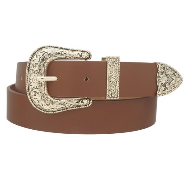 FORAL EMBOSSED WESTERN BUCKLE BELT