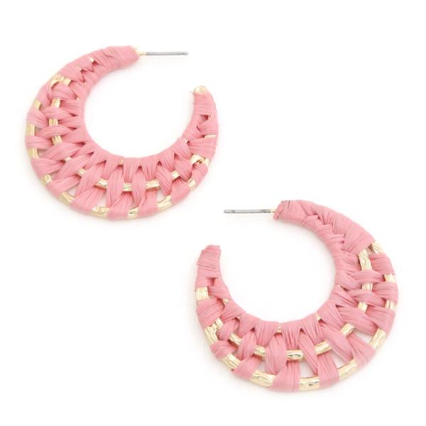 DOUBLE HOOP RAFFIA WRAPPED EARRING