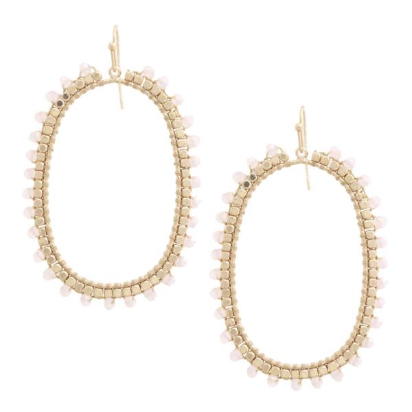 OVAL BALL BEAD EDGE DANGLE EARRING