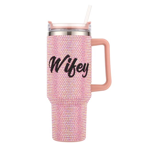 WIFEY BLING TUMBLER WITH HANDLE