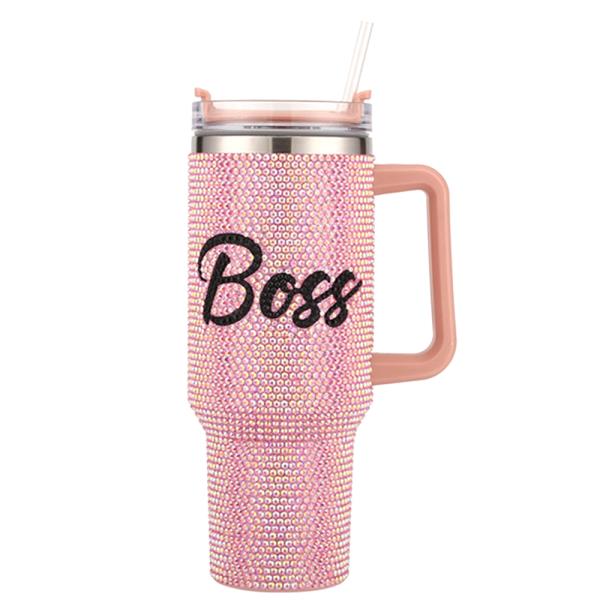 BOSS BLING COFFEE OR WATER TUMBLER WITH HANDLE
