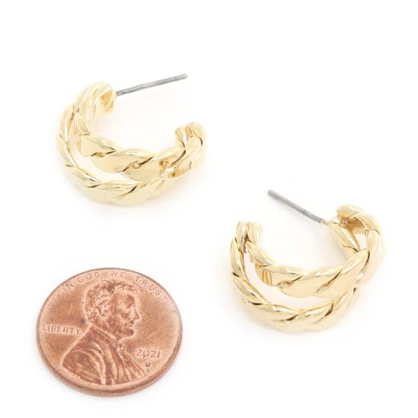 SODAJO DOUBLE TWISTED GOLD DIPPED EARRING