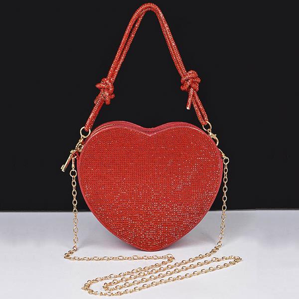 RHINESTONE HEART SHAPE CLUTCH