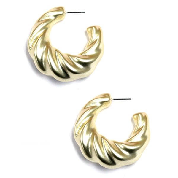 PEARLIZED COLOR COATED CROISSANT OPEN HOOP EARRING