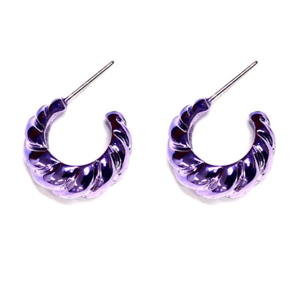 COLOR COATED CROISSANT OPEN HOOP EARRING