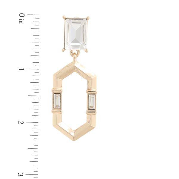 POINTED OVAL RECTANGLE CRYSTAL DANGLE EARRING