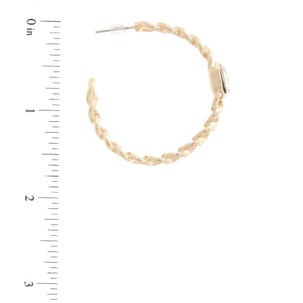 CURB LINK CRYSTAL OPEN CIRCLE EARRING