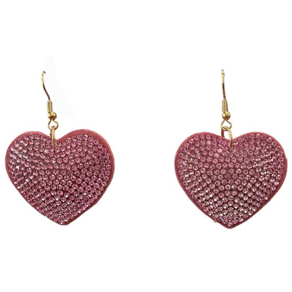 RHINESTONE HEART DANGLE EARRING