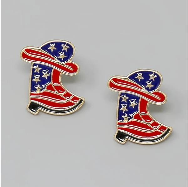 AMERICAN FLAG BOOTS HAT EARRING
