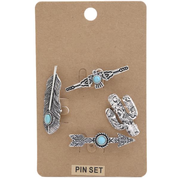 WESTERN FEATHER ASSORTED BROOCH SET