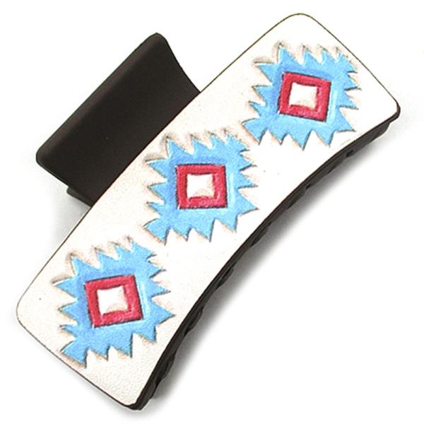 FAUX LEATHER WESTERN STYLE AZTEC HAIR CLIPS