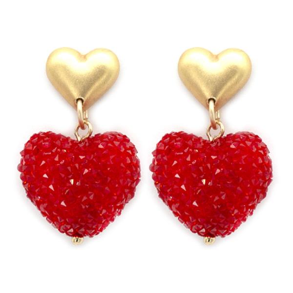 BLING BLING RED HEART DANGLE EARRING