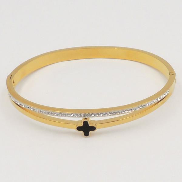 PAVE AND CLOVER LAYERED LOOK HINGE BRACELET