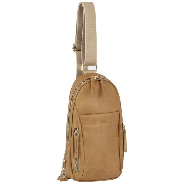 SMOOTH ZIPPER SLING CROSSBODY BAG