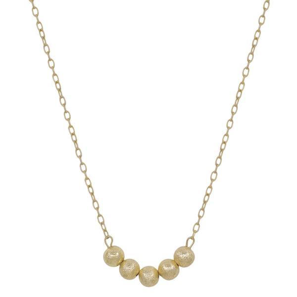 8MM SATIN BALL 5 ACCENT SHORT NECKLACE
