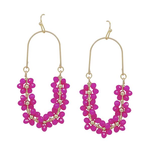 OVAL SHAPE FLOWER WIRED EARRINGS