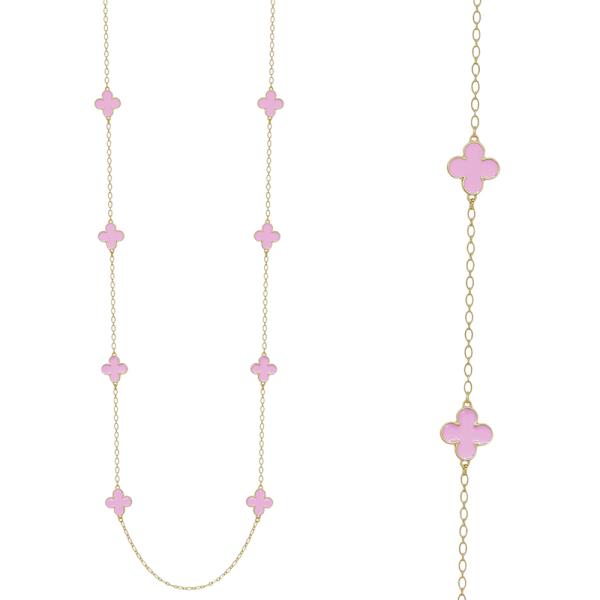 COLORED CLOVER LONG NECKLACE