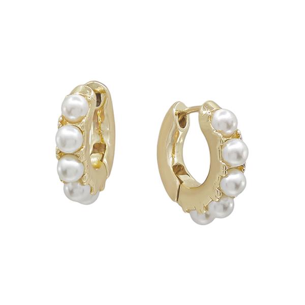 17MM PEARL ACCENT SMALL HUGGIE EARRINGS