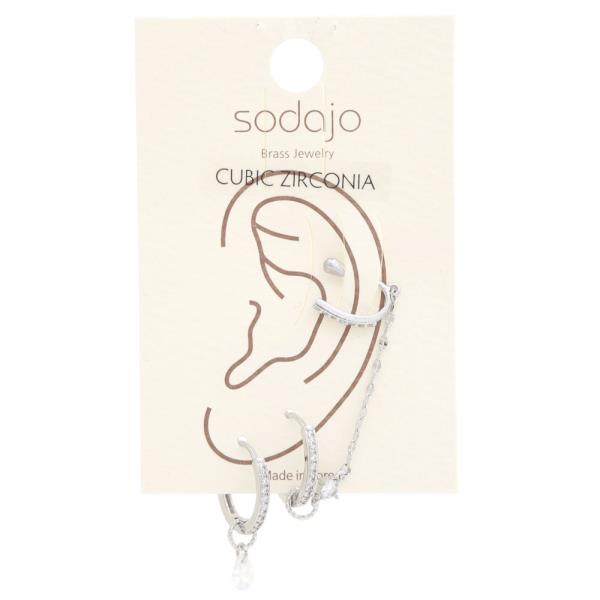 SODAJO CZ HOOP CHAIN EAR CUFF