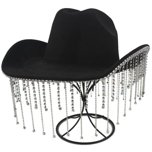 RHINESTONE TASSEL COWBOY HAT